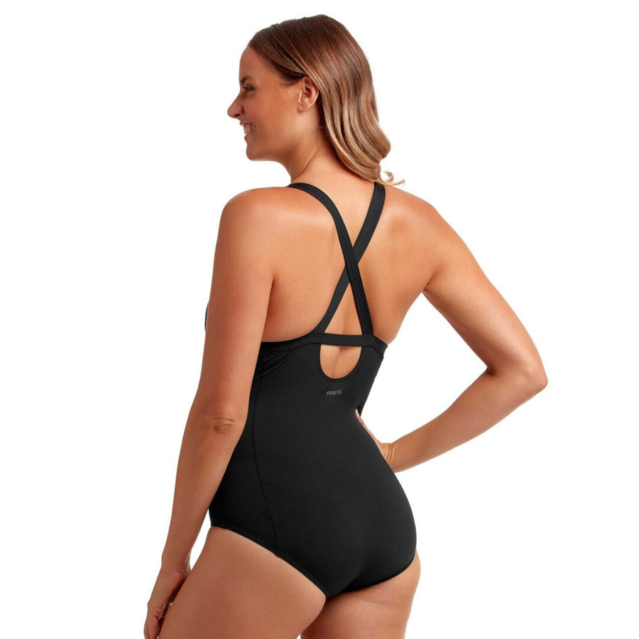 Ladies Brace Me Back One Piece | Still Black
