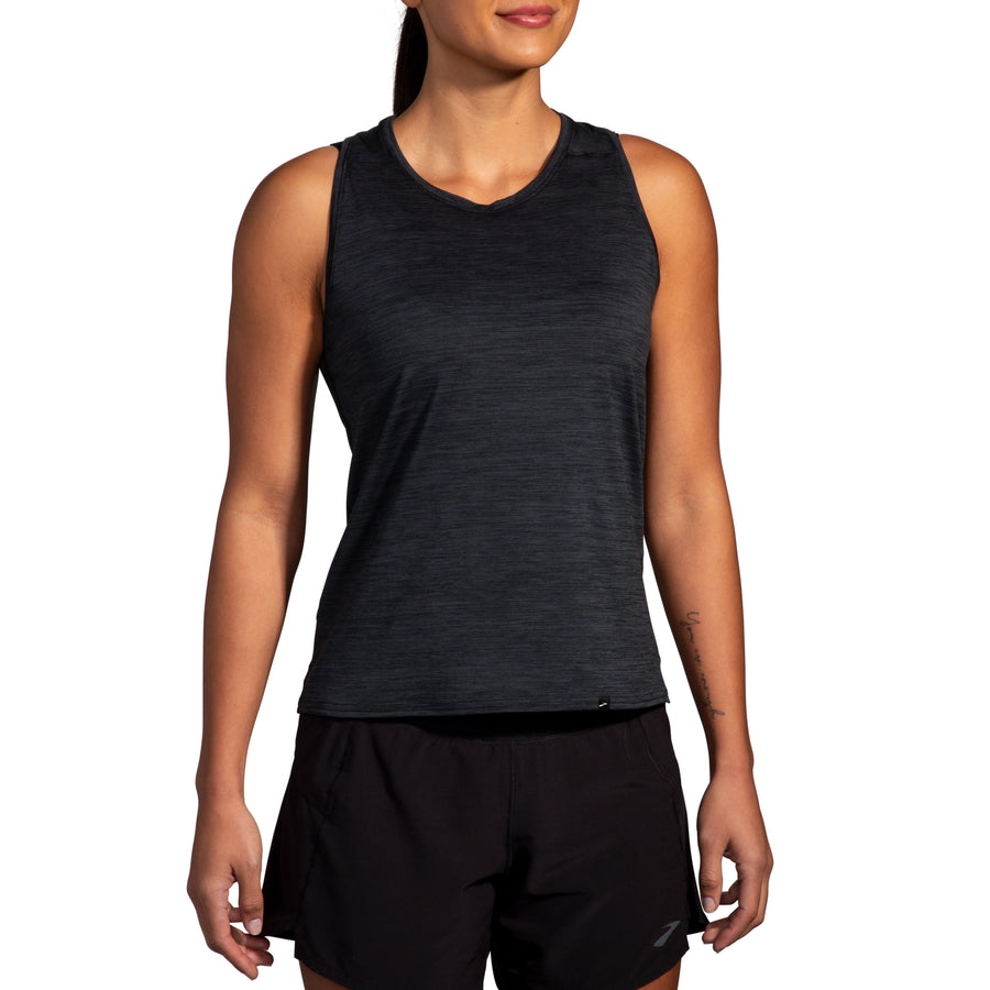 Brooks Luxe Tank | Heather Deep Black
