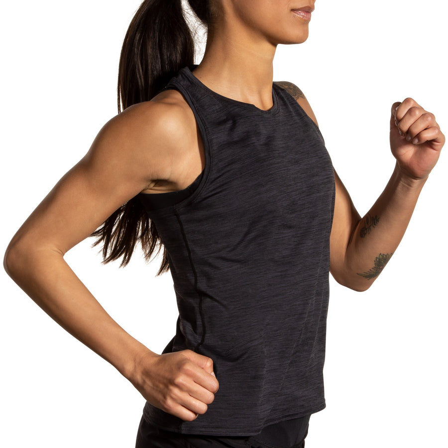 Brooks Luxe Tank | Heather Deep Black