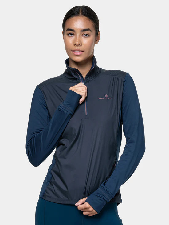 Ron Hill Tech Wind-Block 1/2 Zip Wms | Dark Navy/Dusty Tulip